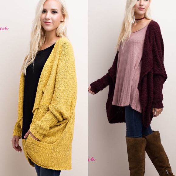 HP 7X 💖Burgundy Oversize Knit Cardigan - Picture 4 of 7