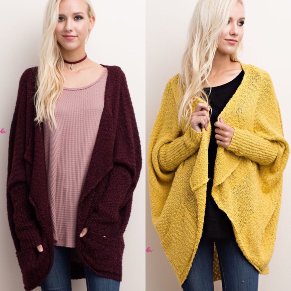 HP 7X 💖Burgundy Oversize Knit Cardigan - Picture 3 of 7