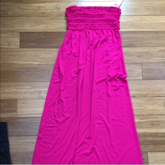 Magenta maxi dress.