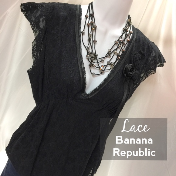 Banana Republic Black Lace Top