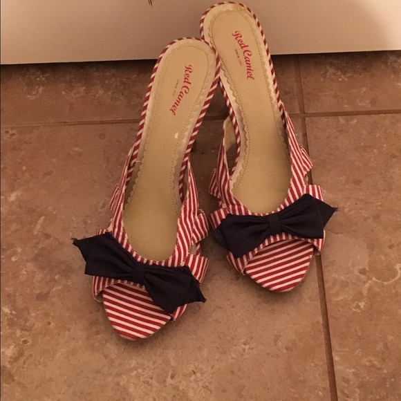 Red Camel Shoes - Red/white/blue heels