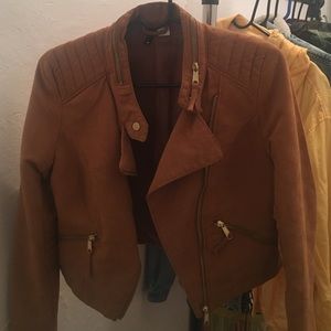 Faux suede biker jacket