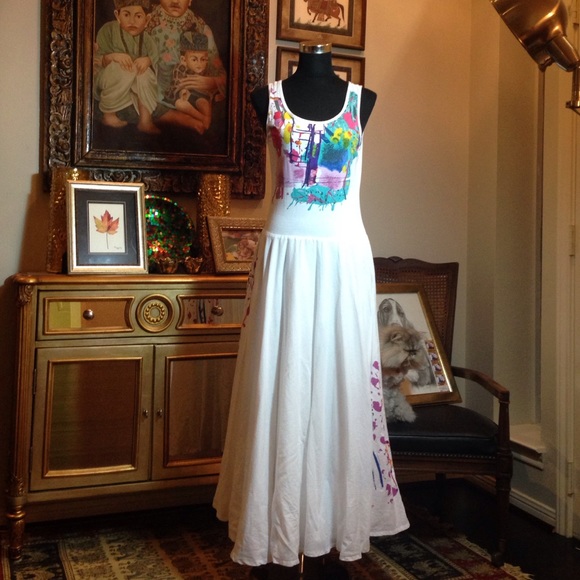 Abstract watercolour print maxi dress.