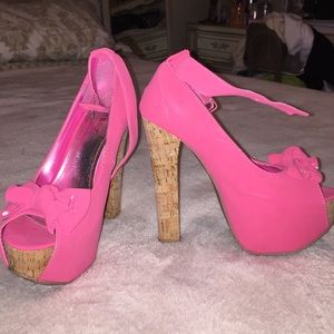 Hot pink platform heel