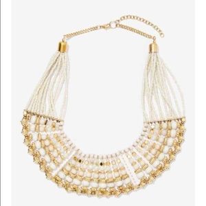 White and gold beaded necklace