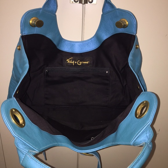 FOLEY + CORINA metallic blue leather DISCO TOTE - Picture 2 of 4