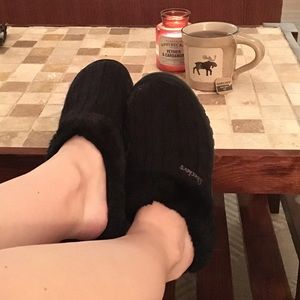 Cozy Black Fuzzy Mules