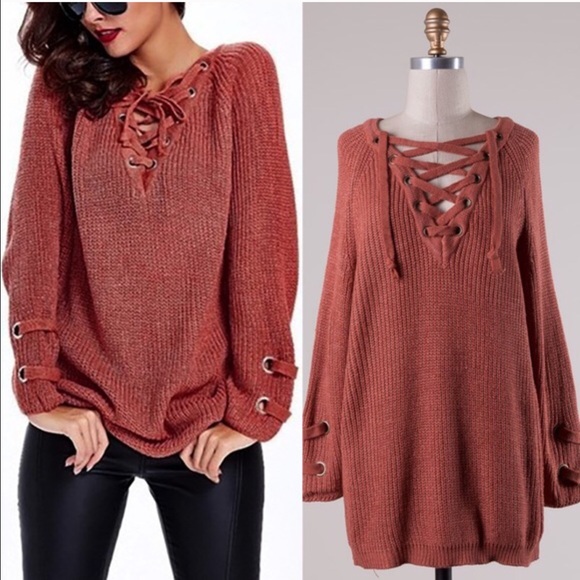 XX ALIA solid sweater tunic top - DEEP BEIGE - Picture 3 of 4