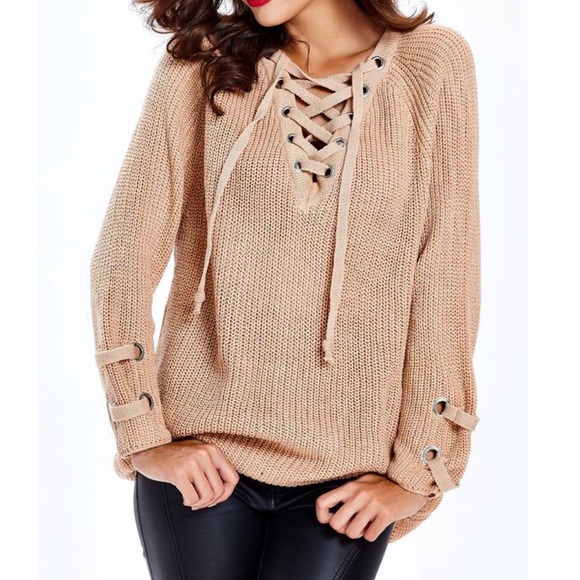 XX ALIA solid sweater tunic top - DEEP BEIGE - Picture 4 of 4