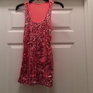 Sparkly pink tank top