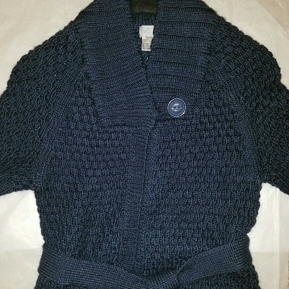 H&M navy blue short sleeve knit sweater - Picture 1 of 4