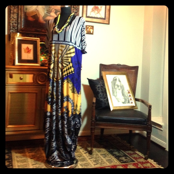 Tribal inspired printed maxi dress.