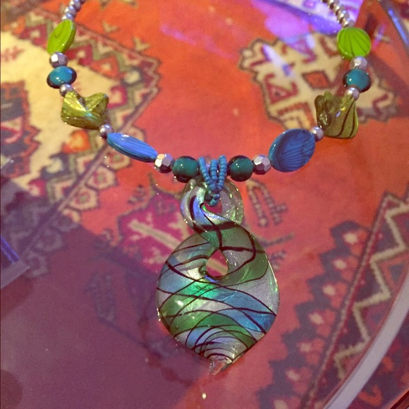 Glass beaded necklace absolutely stunning!