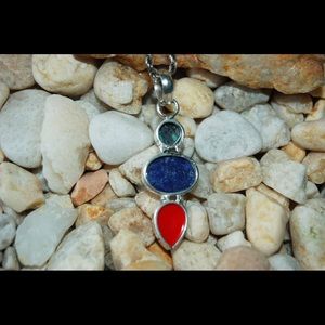 handmade & handcrafted gemstone jewelry Jewelry - Lapis Lazuli & Onyx Pendant 2" handmade & handcrafted gemstone jewelry Jewelry - Lapis Lazuli & Onyx Pendant 2"