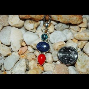 handmade & handcrafted gemstone jewelry Jewelry - Lapis Lazuli & Onyx Pendant 2" handmade & handcrafted gemstone jewelry Jewelry - Lapis Lazuli & Onyx Pendant 2"