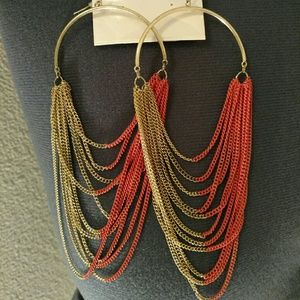 Orange & Gold Drop Earrings