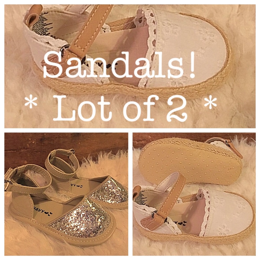 Infant Sandals - lot of 2 - White & Silver