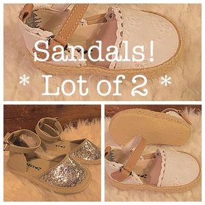 Infant Sandals - lot of 2 - White & Silver