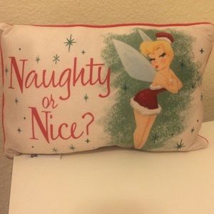 NWT Tinkerbell Christmas Naughty or Nice pillow
