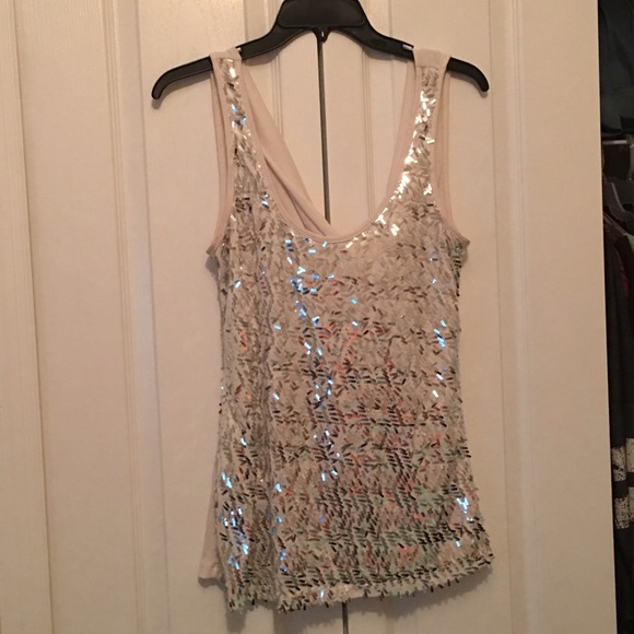 Sequin tank top with drop back