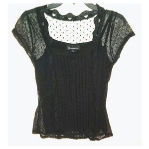 INC Black Lace Blouse