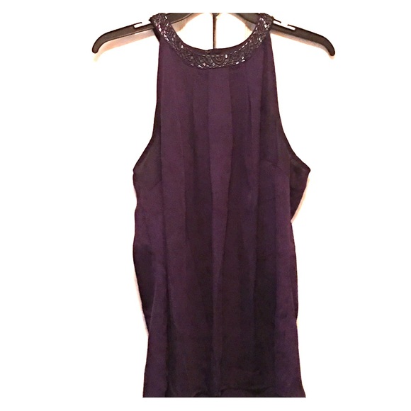 Purple silk tank top with sequins