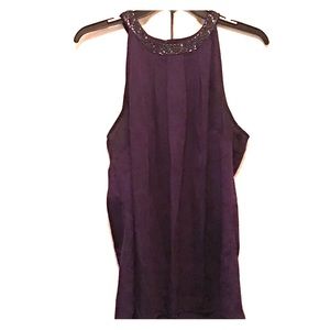 Purple silk tank top with sequins