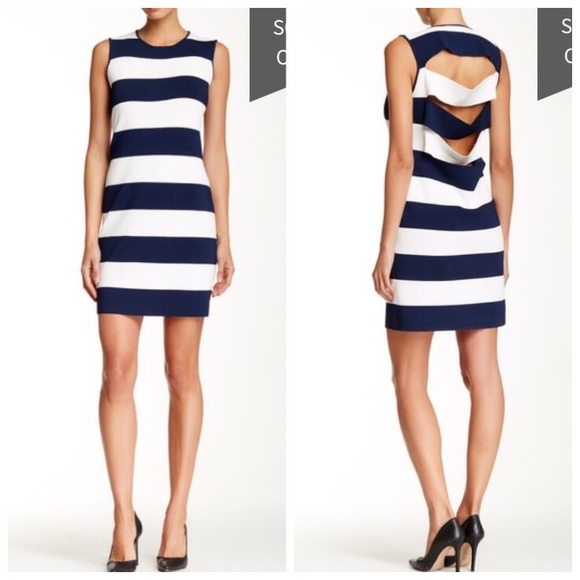 Derek lam 10 crosby cutout striped dress - small