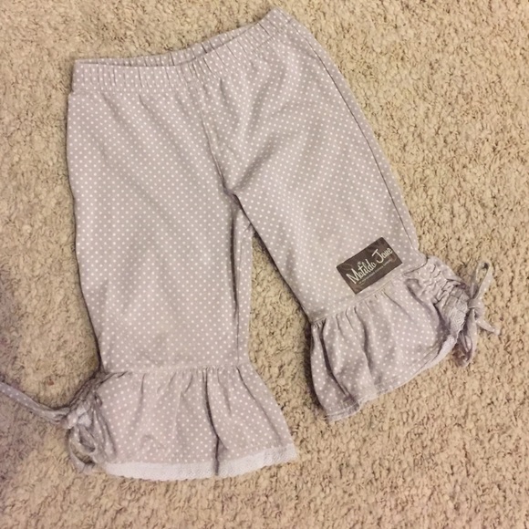 Grey polka dot ruffle pants