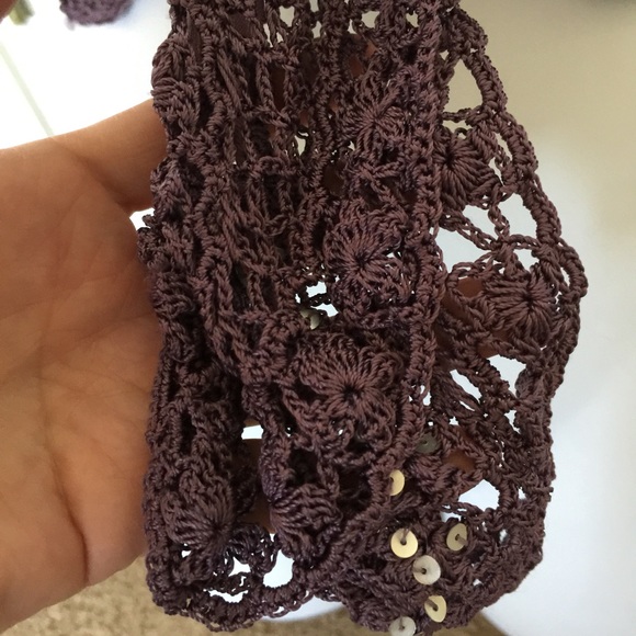 Crocheted plum overlay jacket with sequins - Picture 2 of 4