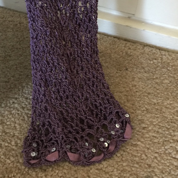 Crocheted plum overlay jacket with sequins - Picture 4 of 4