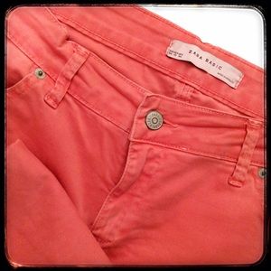 Zara Pants - Watermelon orange colored denim pants Zara Pants - Watermelon orange colored denim pants