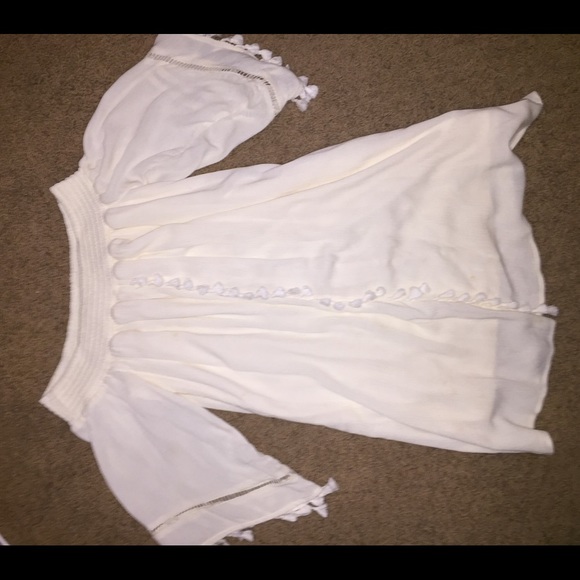 Off the shoulder White fringe dress