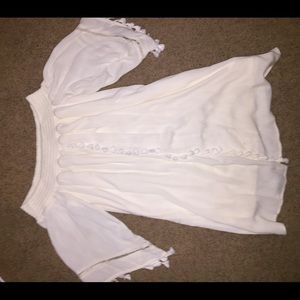 Off the shoulder White fringe dress