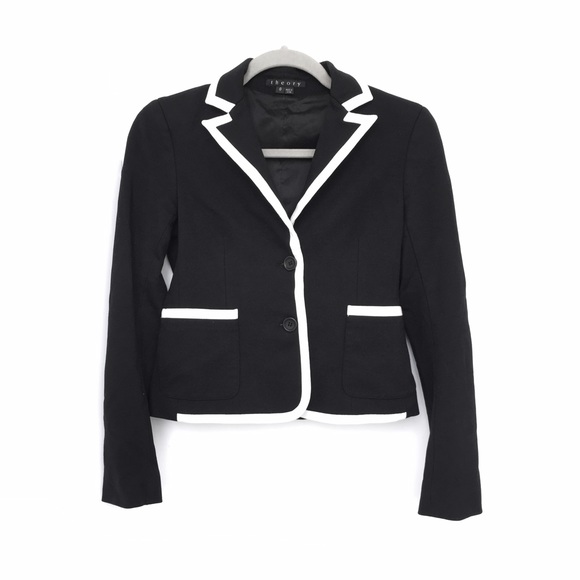 Theory blazer jacket white trim black contrast
