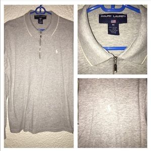 Gray Ralph Lauren Thin Zip Up Sweater