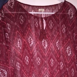 Red tribal pattern lace top