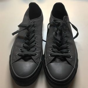 All grey Chuck Taylors. Converse. Worn a few times