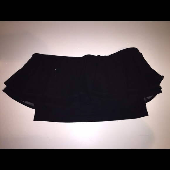 Black mesh loose crop top