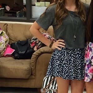 Blue and white floral skirt