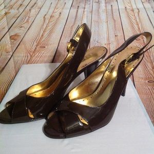 BCBG Girls Heels brown Paten size 8