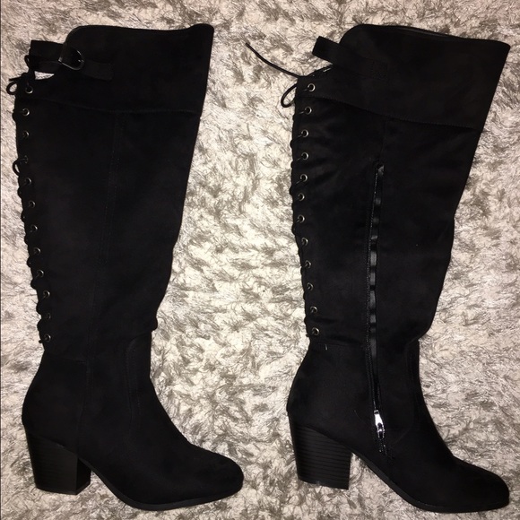 over the knee black boots