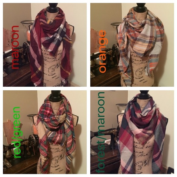 Half Size Plaid Blanket Scarfs