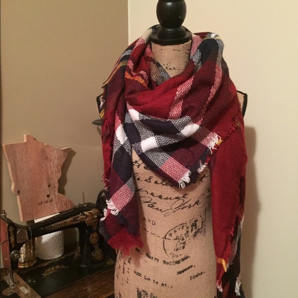 Full Size Plaid Blanket Scarf