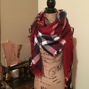 Full Size Plaid Blanket Scarf