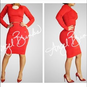Angel Brinks RED Classic bandage skirt set