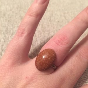 Handmade! BNWT: oval goldstone cab on adj shank