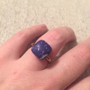 BNWT: rounded square lapis solitaire cab on silver