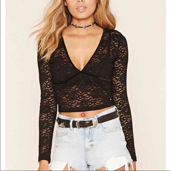 Forever 21 Plunging crotchet top NWT