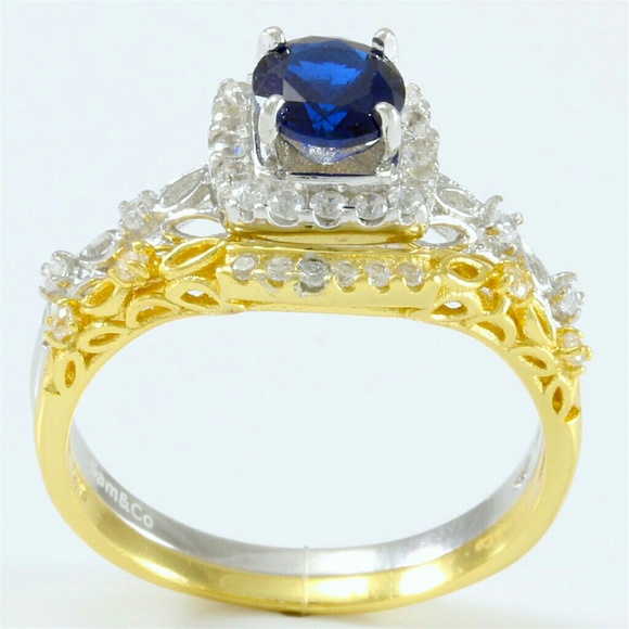 18k Sterling Silver Engagement Wedding Bridal Set - Picture 2 of 4